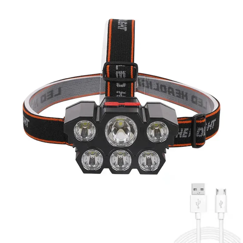 11 LED Headlamp Strong Light Head Lamp USB Rechargeable Headlight Built-in 18650 Battery Fishing Flashlight Outdoor Lantern