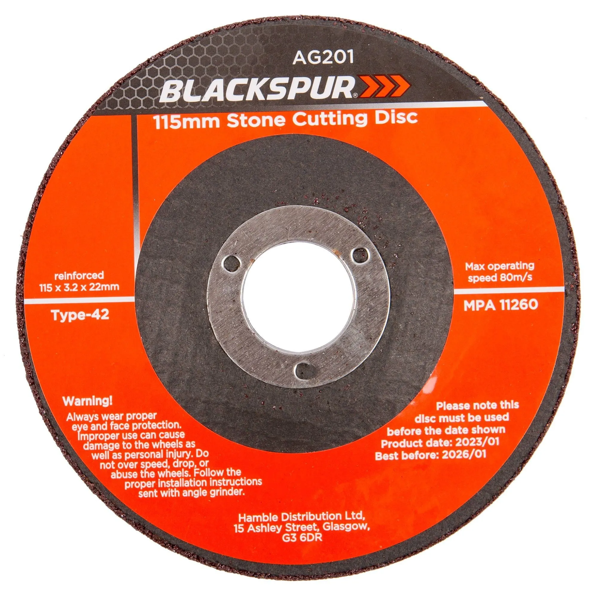 115mm x 3.2mm (4.5") Stone Cutting Disc - By Blackspur