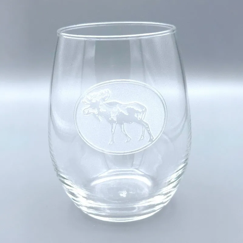 15 Ounce Stemless Moose Wine Glass