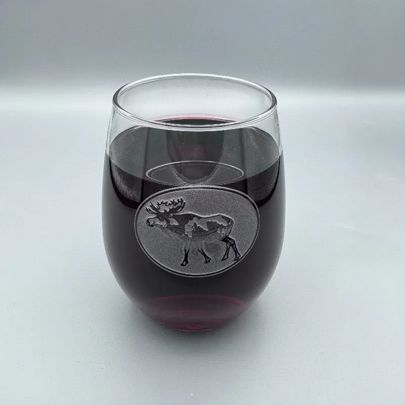 15 Ounce Stemless Moose Wine Glass