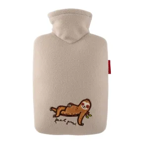 1.8 Litre Classic Hot Water Bottle with Sloth Beige Fleece Cover (rubberless)