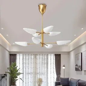 2-Tier Nordic Chandelier with Metal Spoon Shade - 8 Lights Brass Fixture for Dining Room