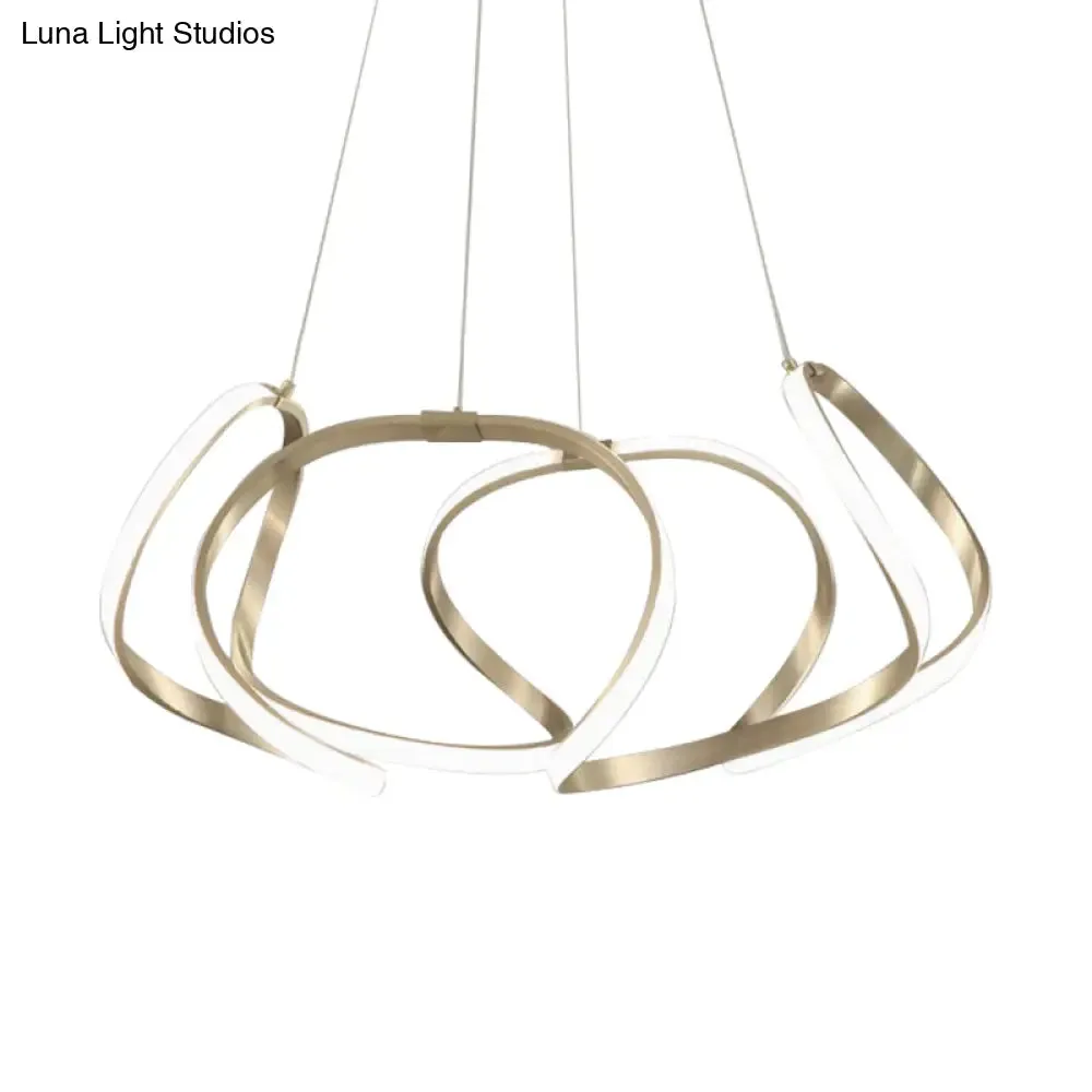 23.5"/31.5" Chrome/Gold Strip Chandelier LED Hanging Lamp - Postmodern Acrylic Kit in Warm/White Light