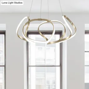 23.5"/31.5" Chrome/Gold Strip Chandelier LED Hanging Lamp - Postmodern Acrylic Kit in Warm/White Light