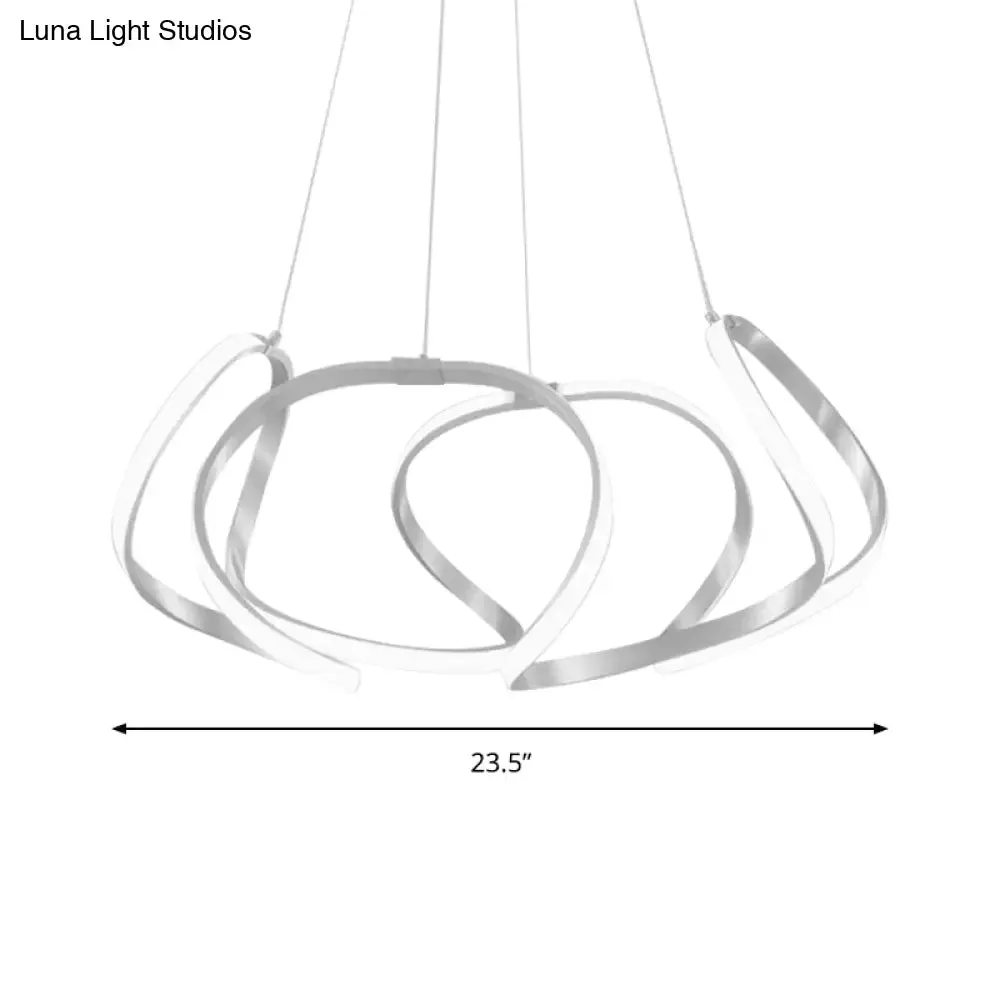 23.5"/31.5" Chrome/Gold Strip Chandelier LED Hanging Lamp - Postmodern Acrylic Kit in Warm/White Light