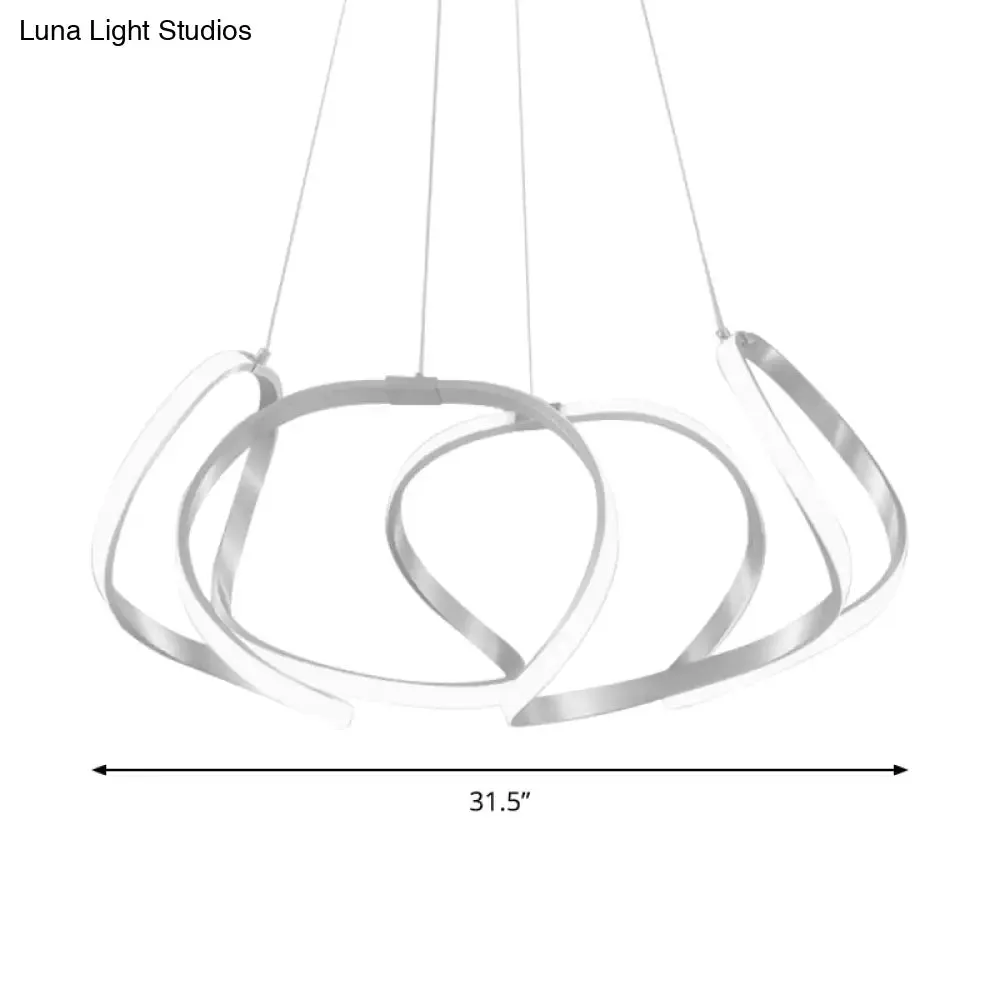 23.5"/31.5" Chrome/Gold Strip Chandelier LED Hanging Lamp - Postmodern Acrylic Kit in Warm/White Light