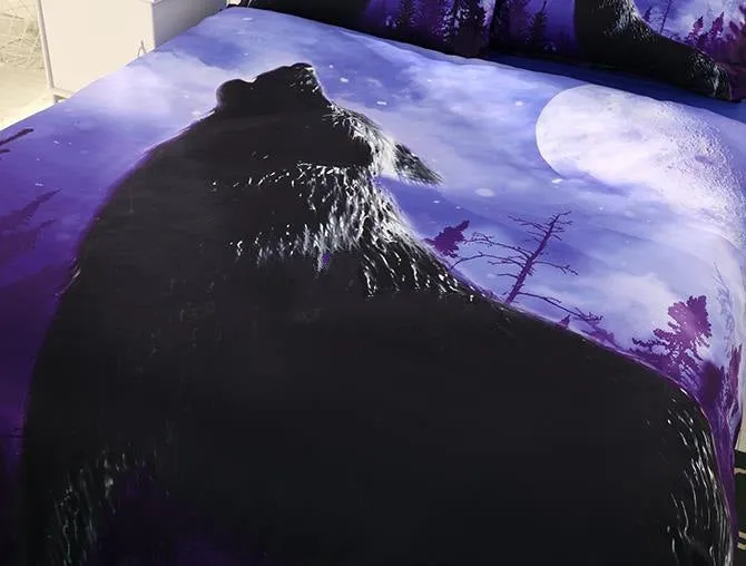 3D Howling Wolf Printed Cotton Luxury 4-Piece Bedding Sets/Duvet Covers