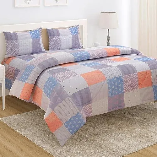 AC Comforter and Bedding Set for Double Bed, Fossil Grey Multi Pattern