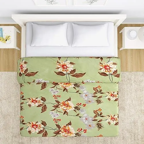 AC Comforter and Bedding Set for Double Bed, Pistachio Green Sunflower