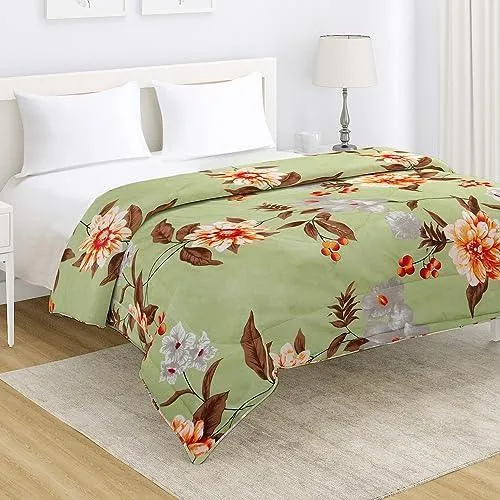 AC Comforter and Bedding Set for Double Bed, Pistachio Green Sunflower