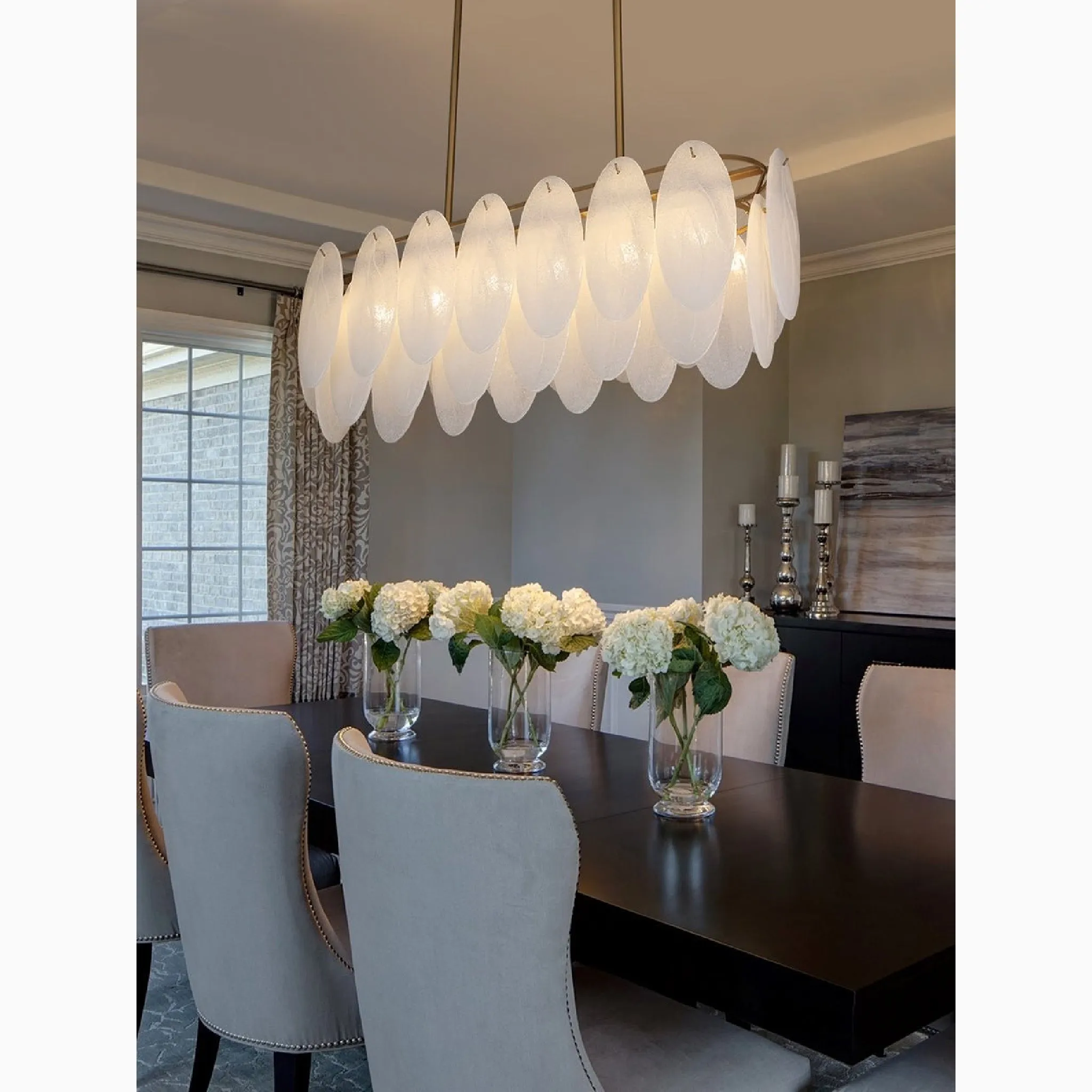 Acquacanina | Luxury Rectangle Gold Glass Modern Chandelier