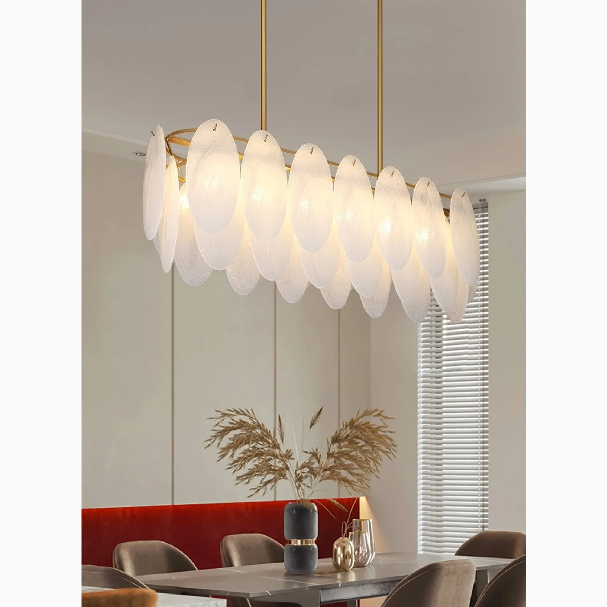 Acquacanina | Luxury Rectangle Gold Glass Modern Chandelier