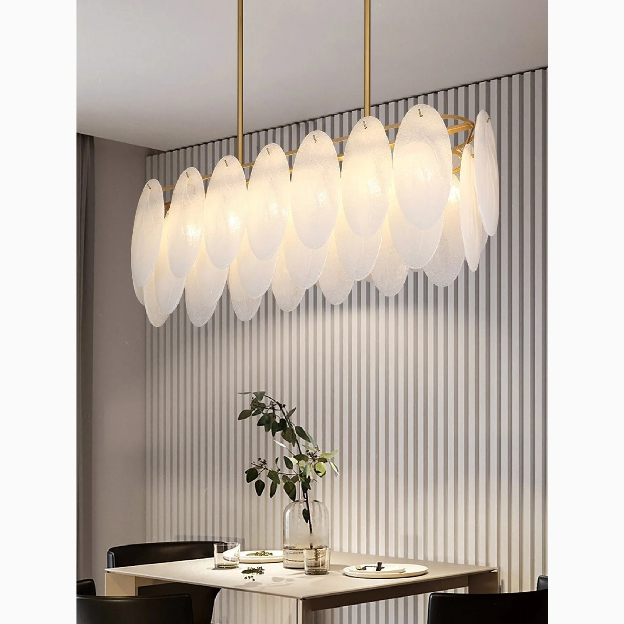 Acquacanina | Luxury Rectangle Gold Glass Modern Chandelier