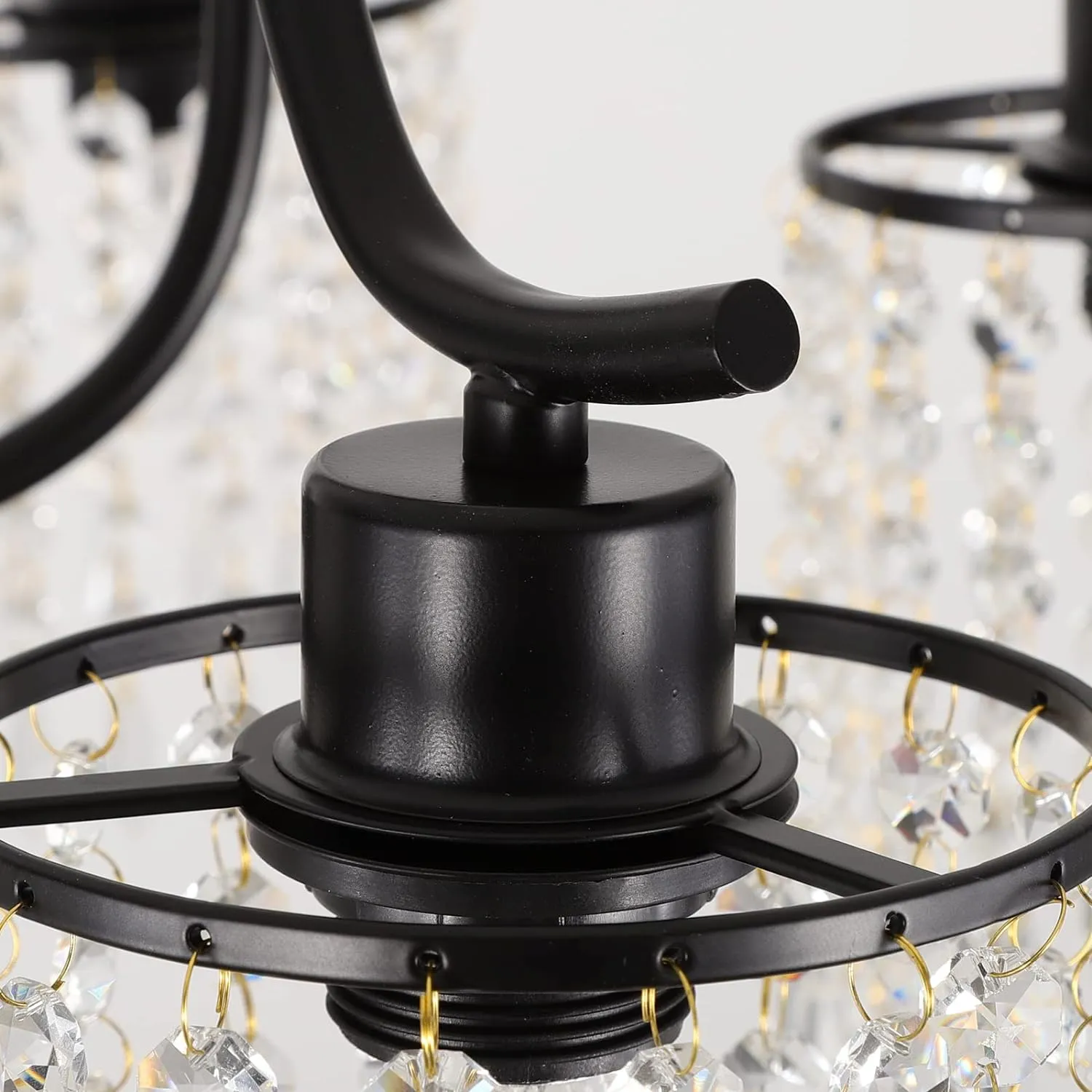 Adjustable Black Crystal Chandelier, 76CM, Dimmable