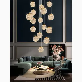 Aielli | Large Luxury Gold Pendant Chandelier for Staircase