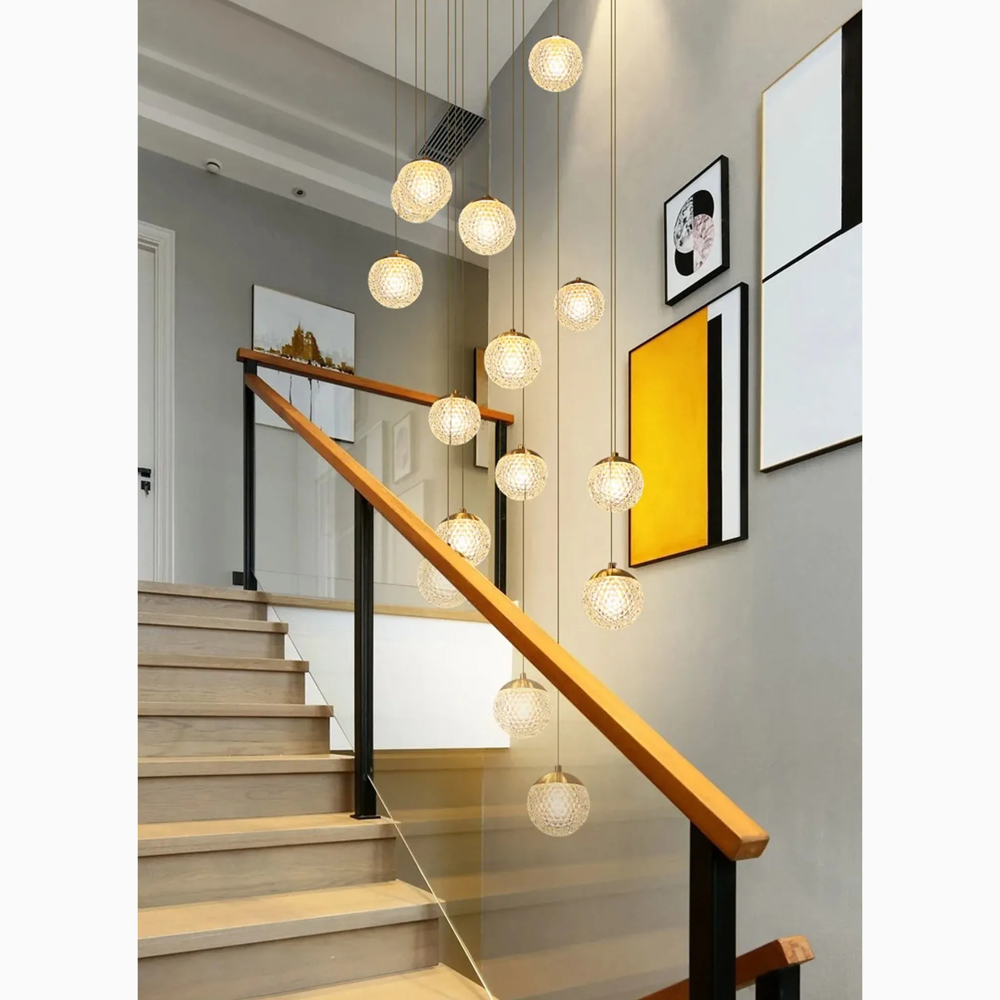 Aielli | Large Luxury Gold Pendant Chandelier for Staircase