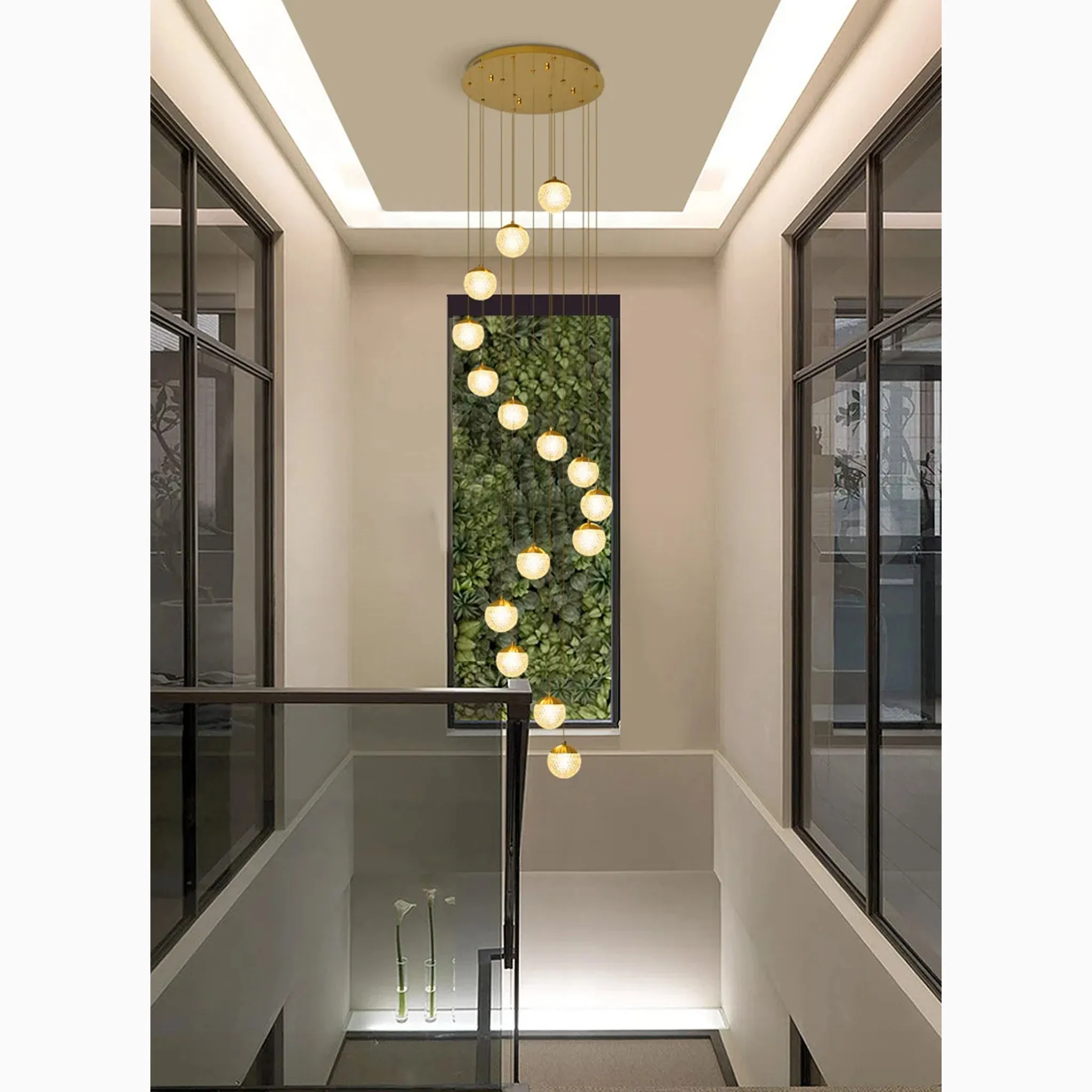 Aielli | Large Luxury Gold Pendant Chandelier for Staircase