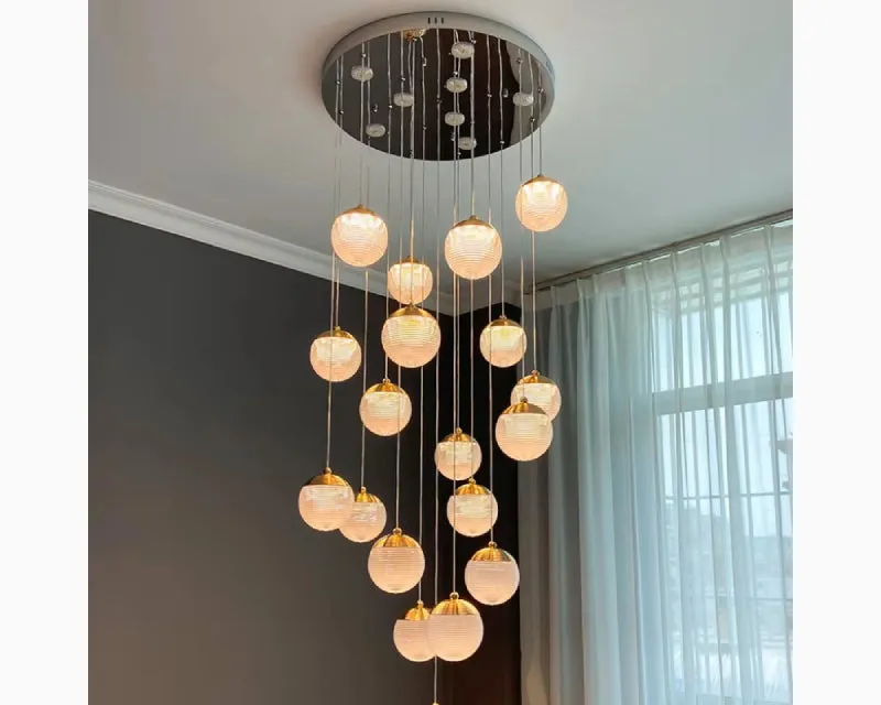 Aielli | Large Luxury Gold Pendant Chandelier for Staircase