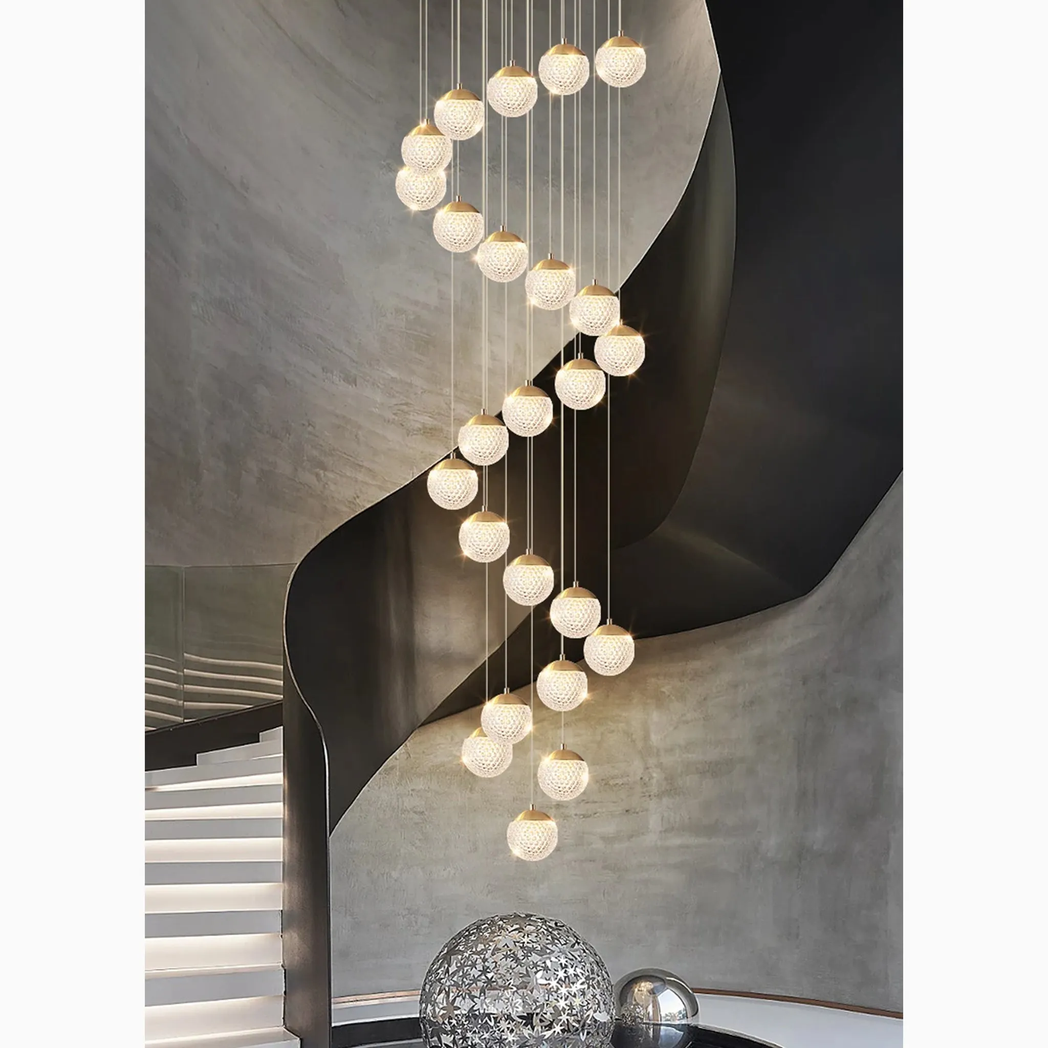 Aielli | Large Luxury Gold Pendant Chandelier for Staircase