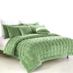 Alastairs Augusta Faux Mink Quilt / Comforter Set Sage Double