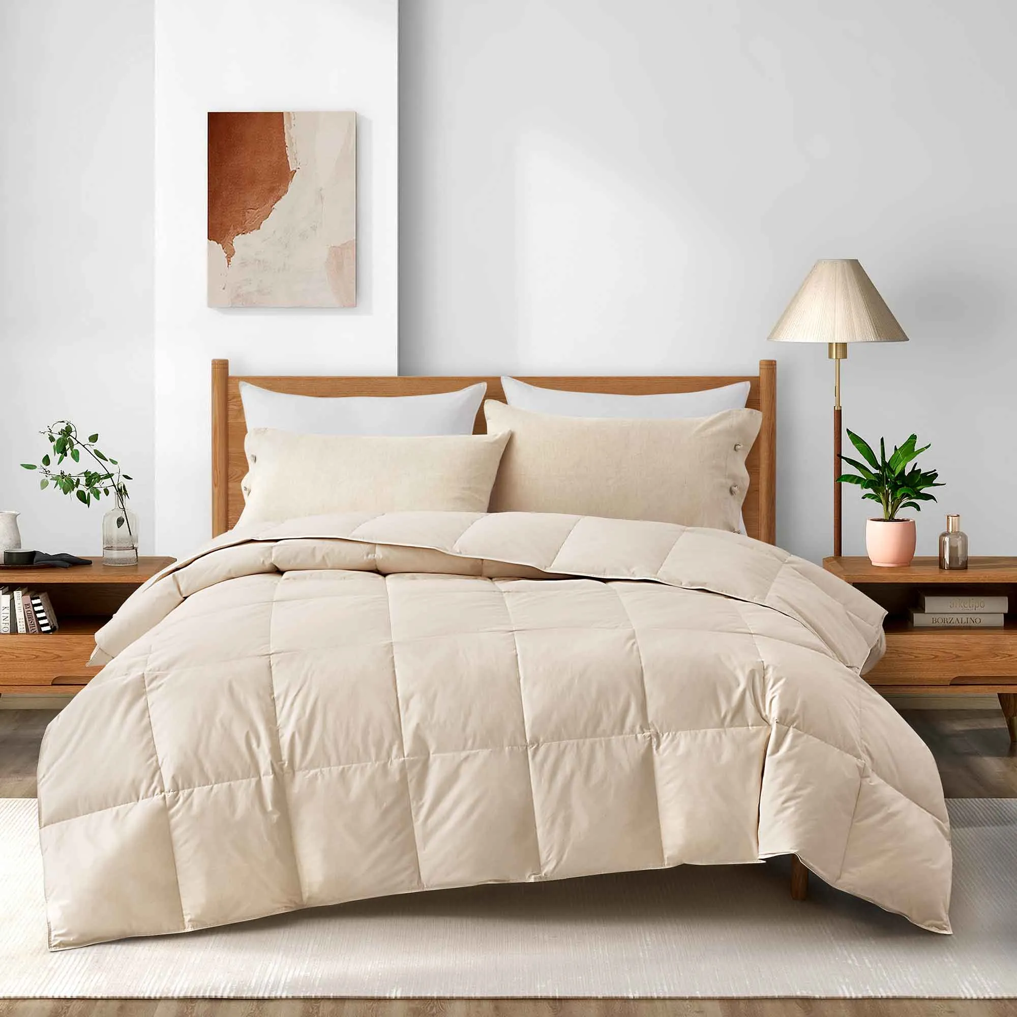 All Season Organic Cotton Comforter Filled with Down and Feather Fiber