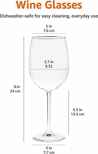 Amazon Basics All-Purpose Wine Glasses, 19-Ounce, Set of 4