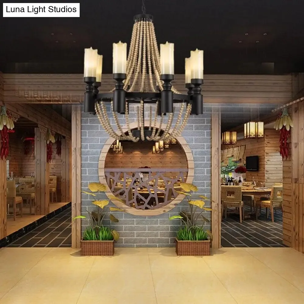 American Country Loft Vintage Big Wooden Beads Hang Pendant Lamp E27 E14 Led Pendant Lights Modern For Living Room Hotel Bedroom