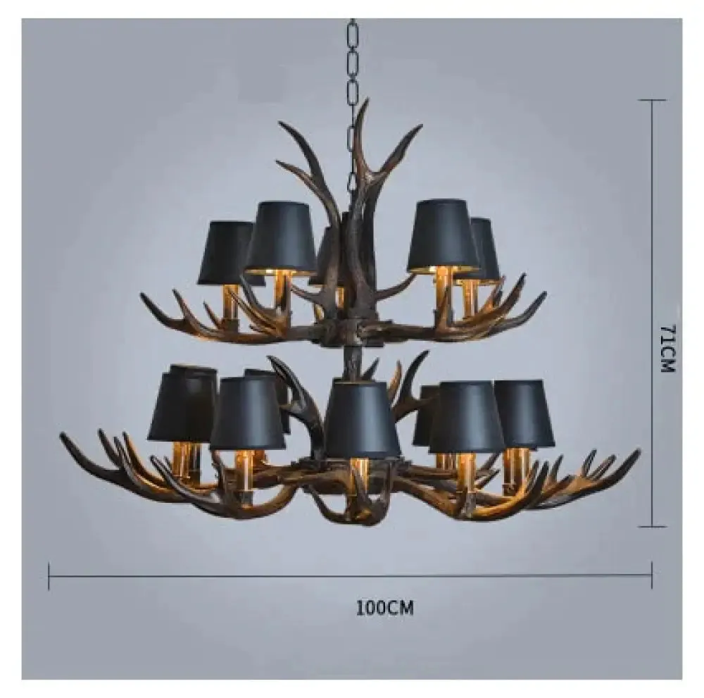 American Country Retro style Antler 2 Tier Chandelier Lamp