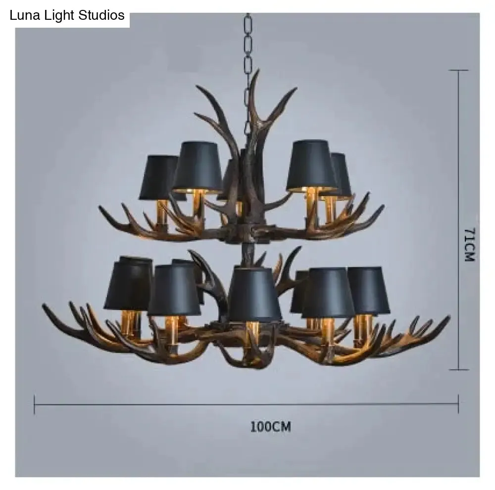 American Country Retro style Antler 2 Tier Chandelier Lamp