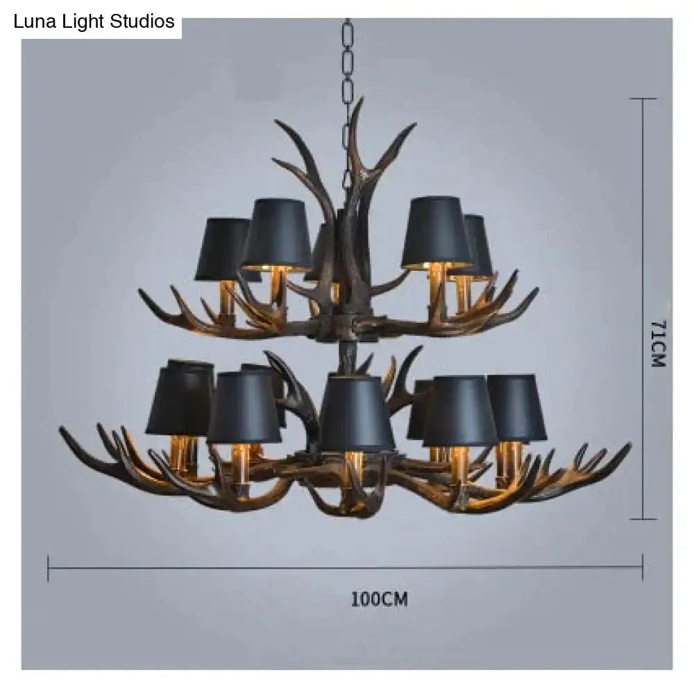 American Country Retro style Antler 2 Tier Chandelier Lamp