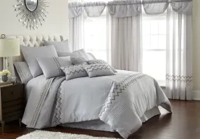 Angers 24 Piece Zig Zag Design Queen Size Polyester Comforter Set The Urban Port,Gray