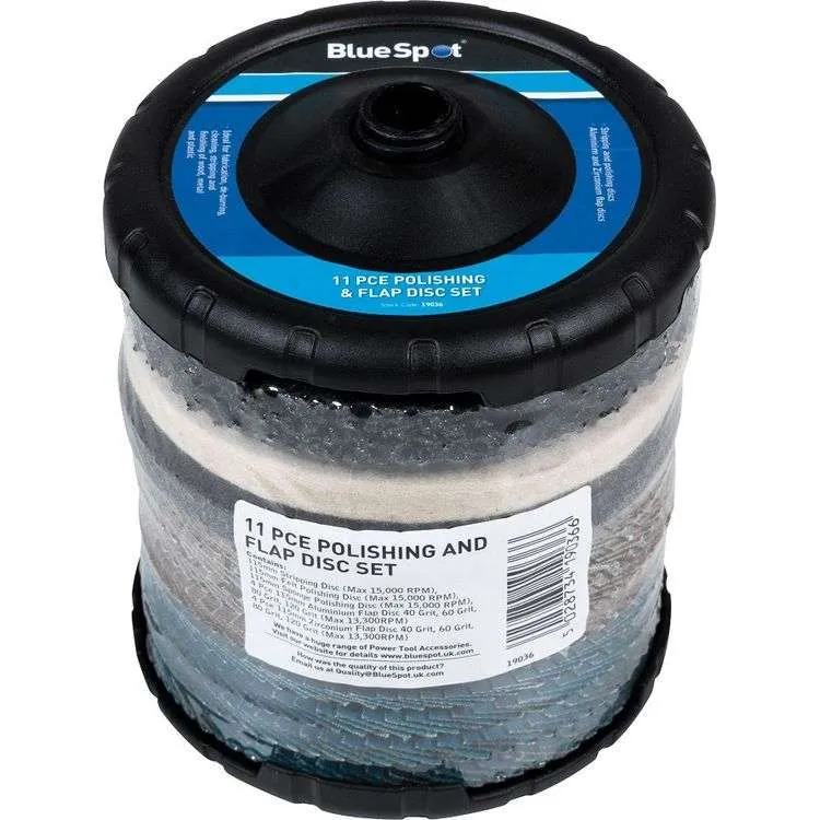 Angle Grinder Polishing and Abrasive Disc Set 115mm - 11pc Blue Spot