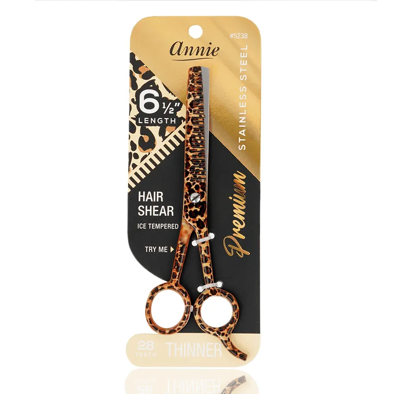 Annie Stainless Steel Thinning Hair Shears 6.5" Leopard Pattern