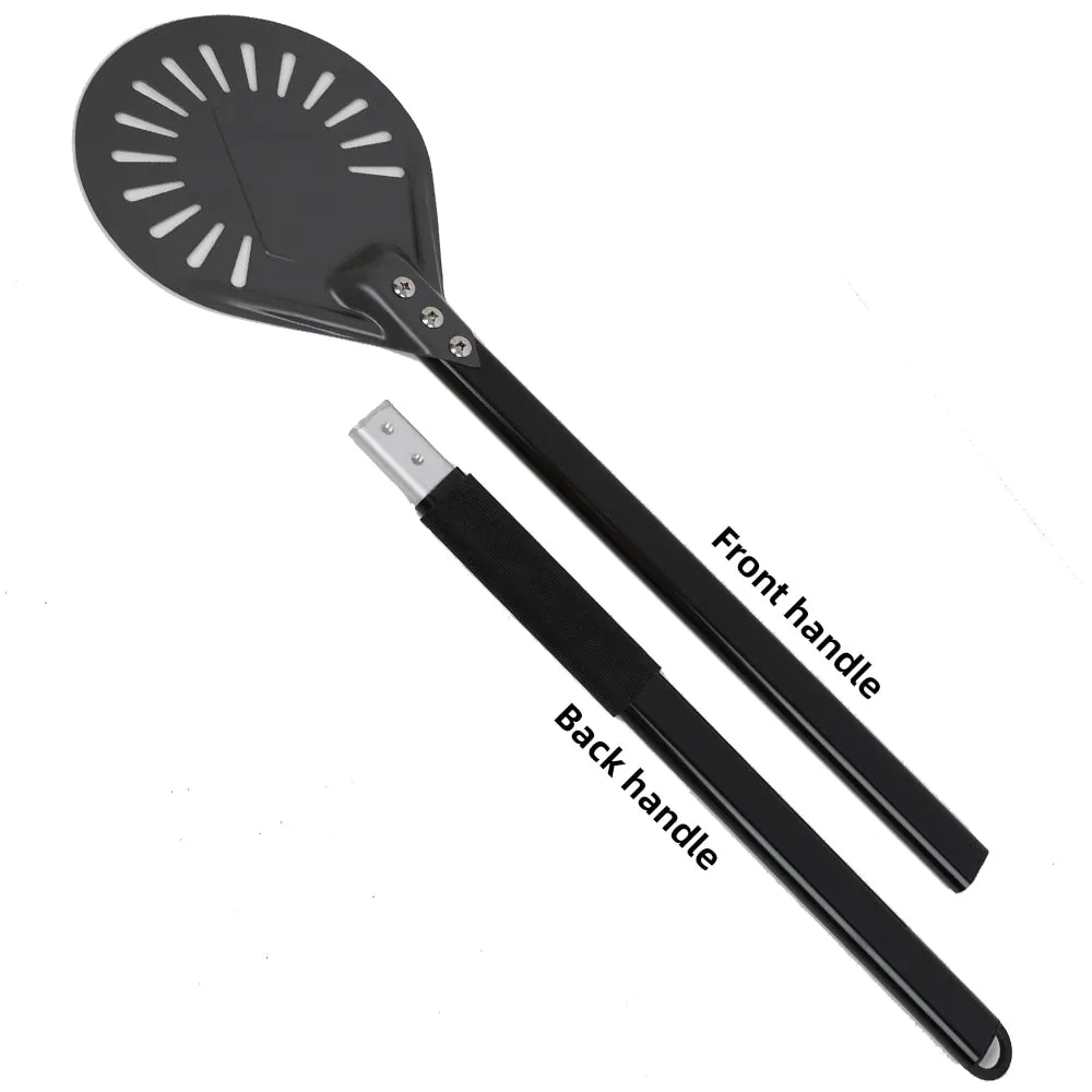 Anygleam Pizza Shovel 112.5cm Dark Grey for Perforated Peel with Metal Handle Oven Turning Baking Accessory