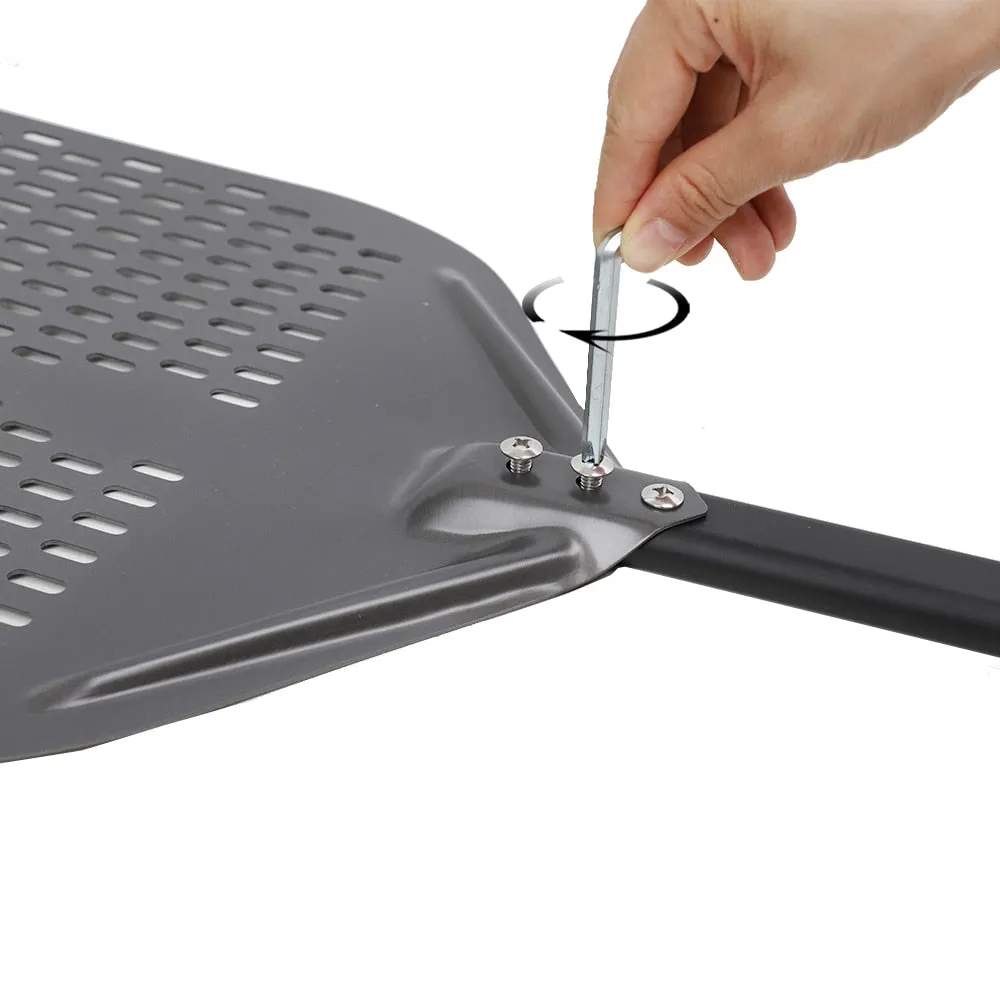 Anygleam Pizza Shovel 28cm X 123.5cm Dark Grey for Perforated Peel with Metal Handle Oven Turning Baking Accessory