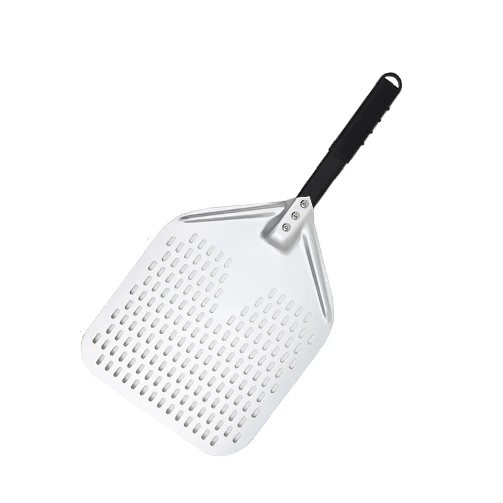 Anygleam Pizza Shovel 35 cm X 64cm Silver for Perforated Peel with Metal Handle Oven Turning Baking Accessory