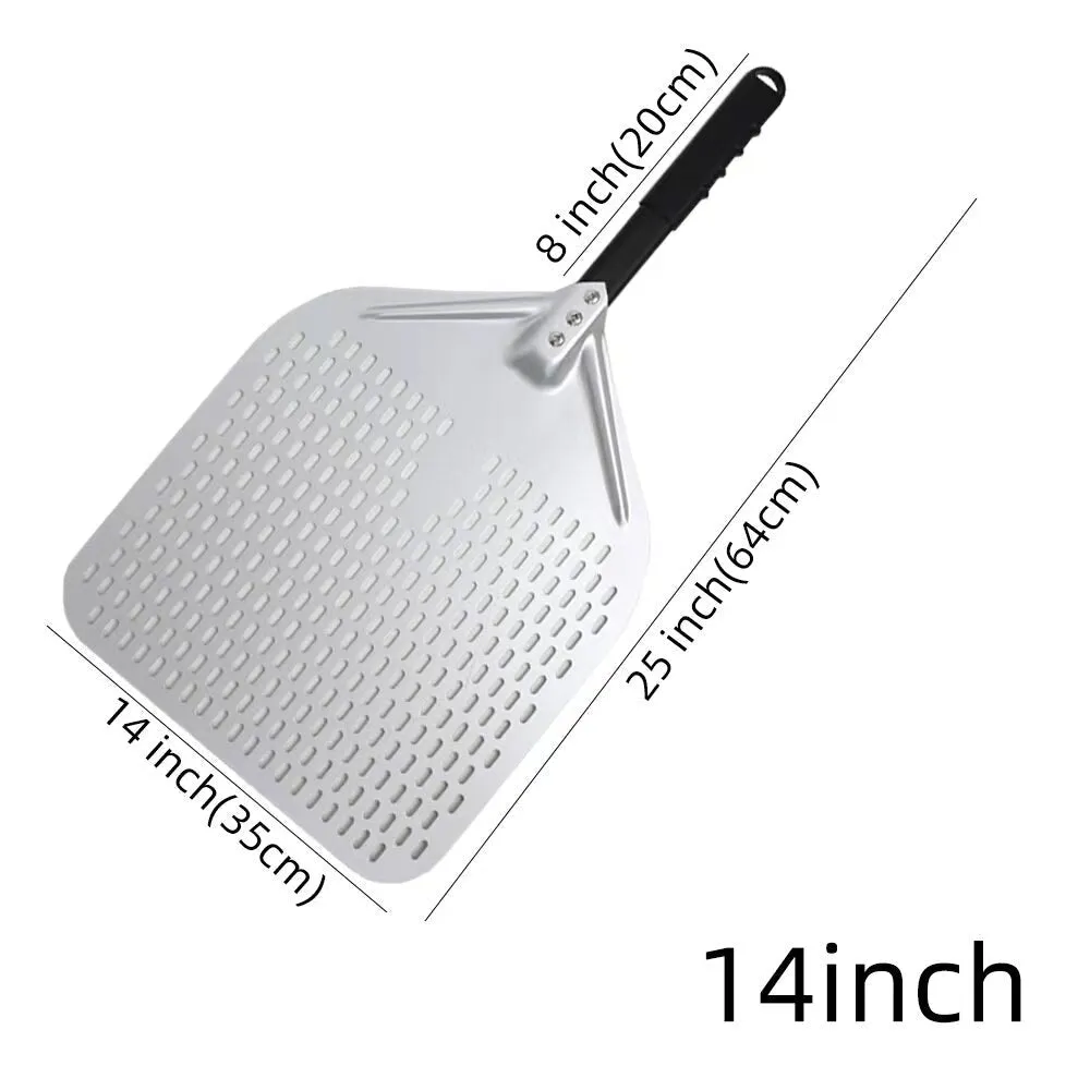 Anygleam Pizza Shovel 35 cm X 64cm Silver for Perforated Peel with Metal Handle Oven Turning Baking Accessory