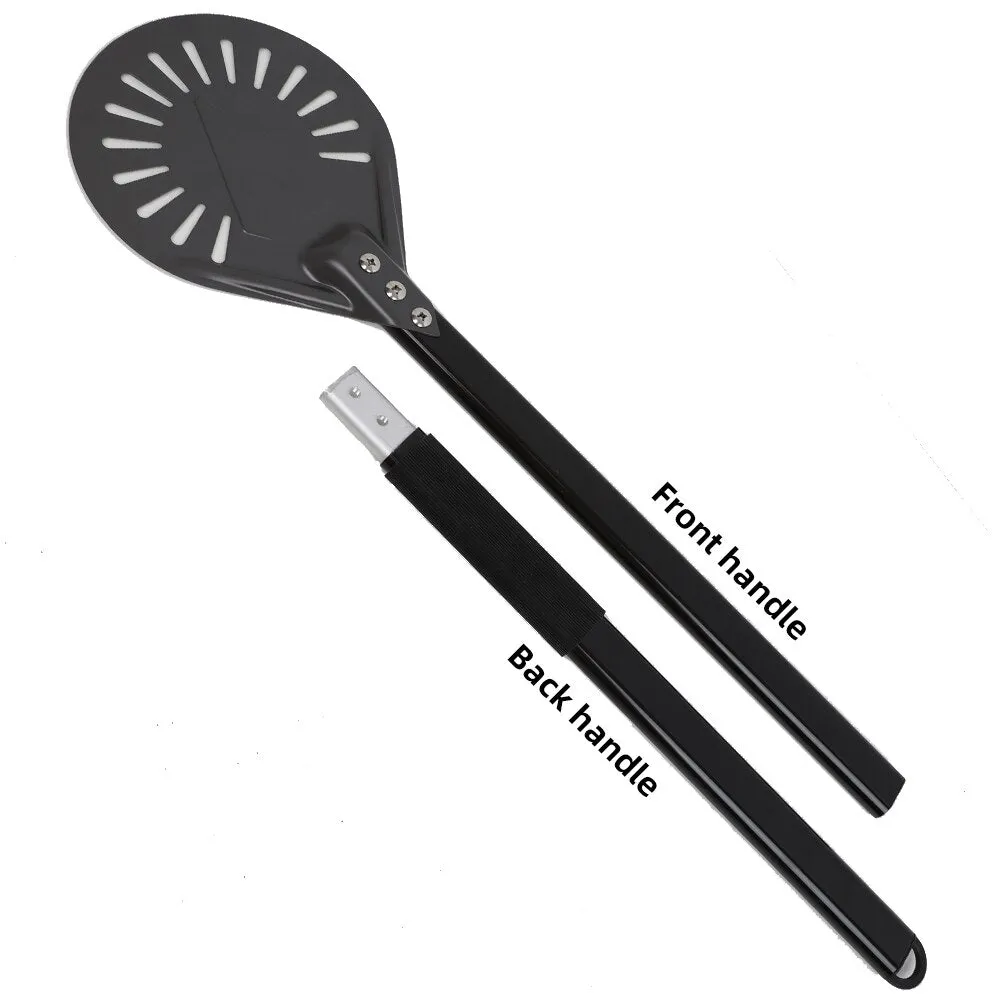 Anygleam Pizza Shovel 95cm Silver for Perforated Peel with Metal Handle Oven Turning Baking Accessory