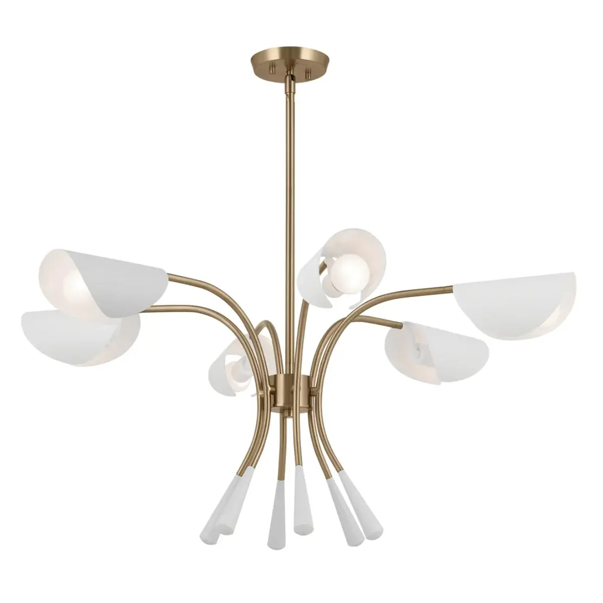 Arcus 39 in. 6 Lights Chandelier Champagne Bronze Finish with White shade