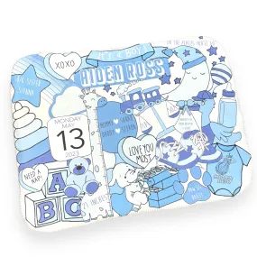 Baby Boy Birth Announcement Blanket