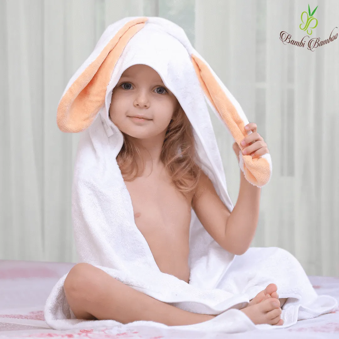 Bamboo Viscose Amber Bunny Hooded Towel & 2 Washcloths