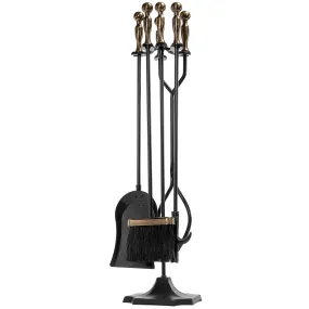 Barton 5-PCS Hearth Tool Fireplace Set Fire Tools Brush Brass Iron Home 31" Base Kit