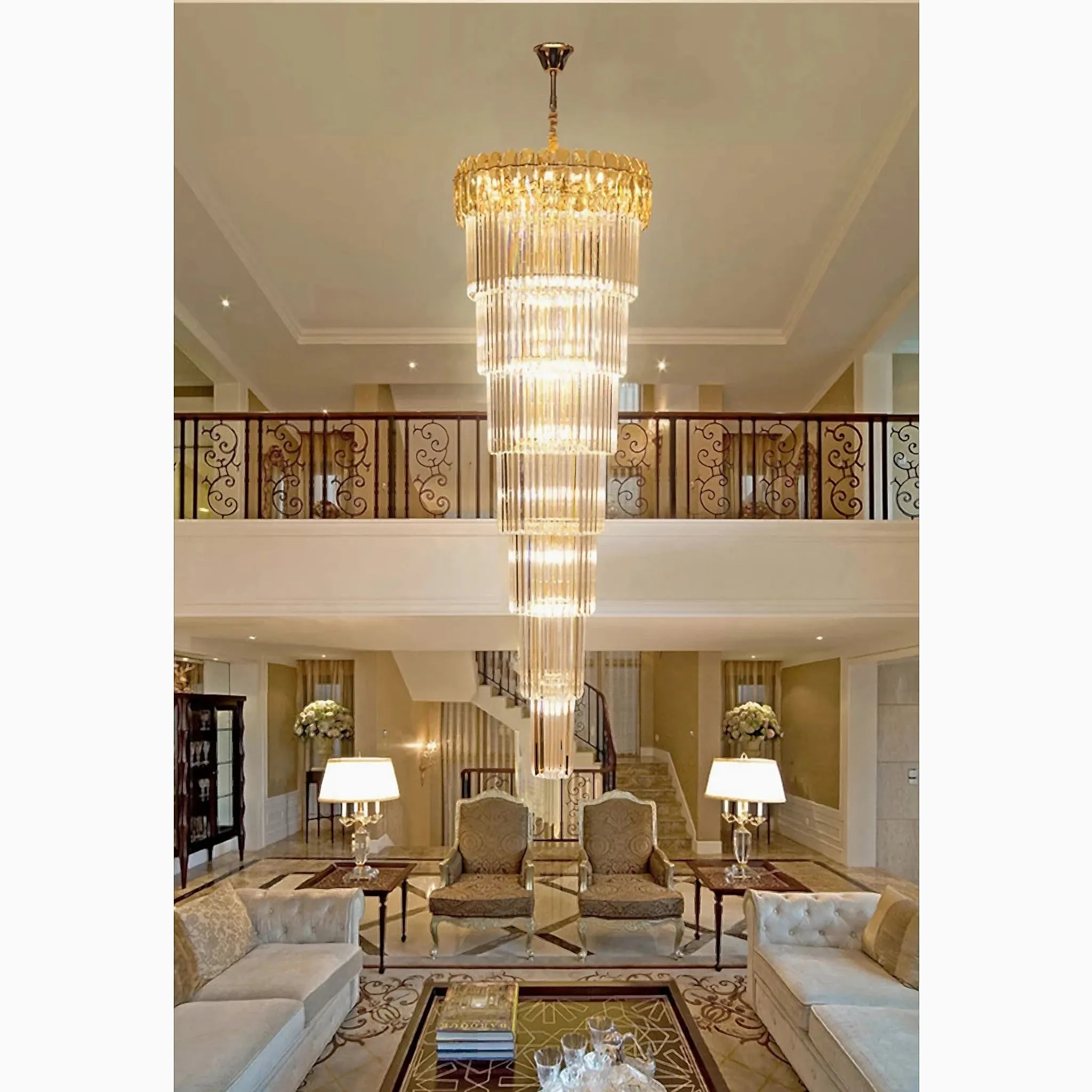 Belvédère | Royal Long Crystal Chandelier For Staircase