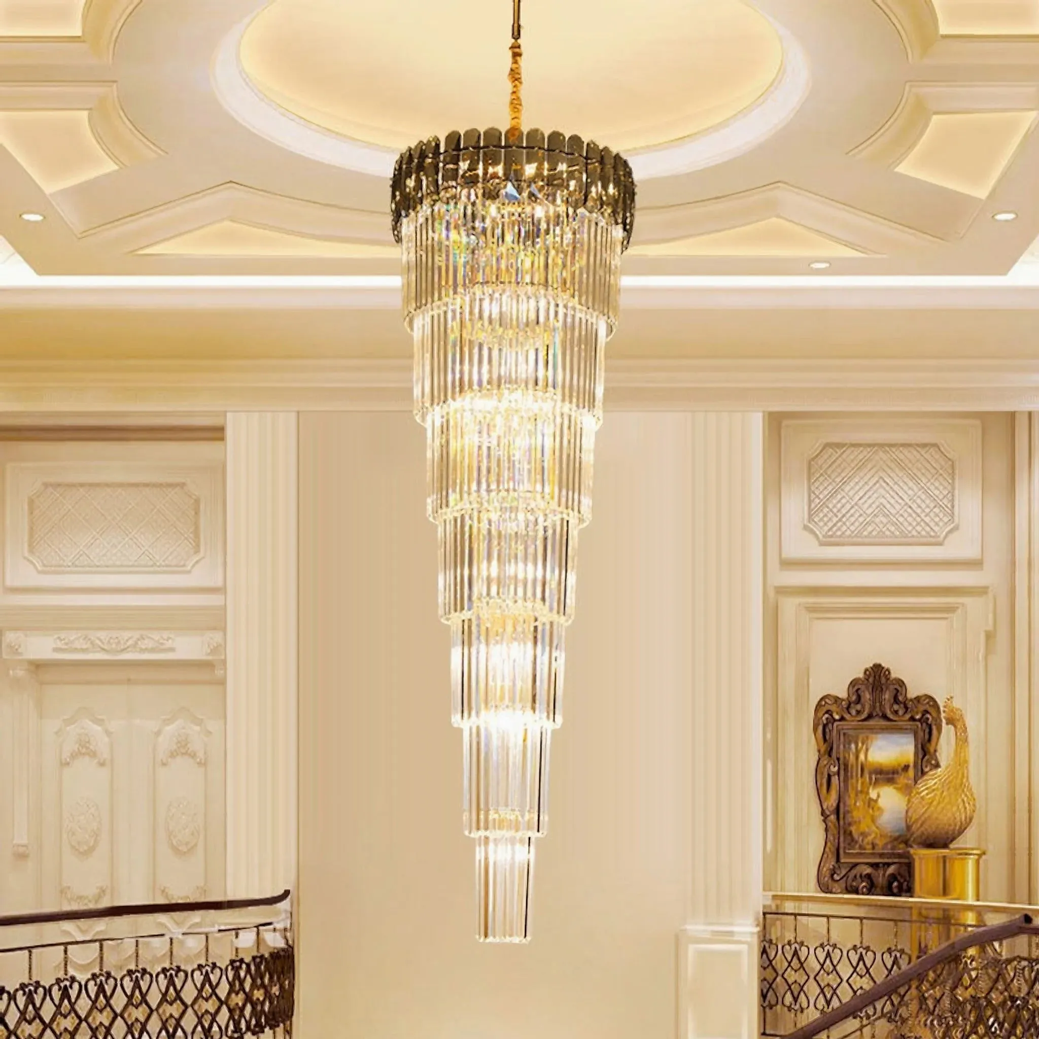 Belvédère | Royal Long Crystal Chandelier For Staircase