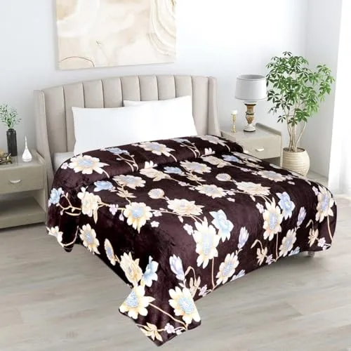 Bezzilish Home Fleece Winter King Size Woolen Warm Double Bed Bedsheet/Velvet bedheet for Winter with 2 Pillow Covers/Heavy Stuff bedsheet - 228x269 cm, Multi-Coloured (22)