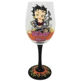 Biker Girl Betty Wine Glass; 15 Oz.