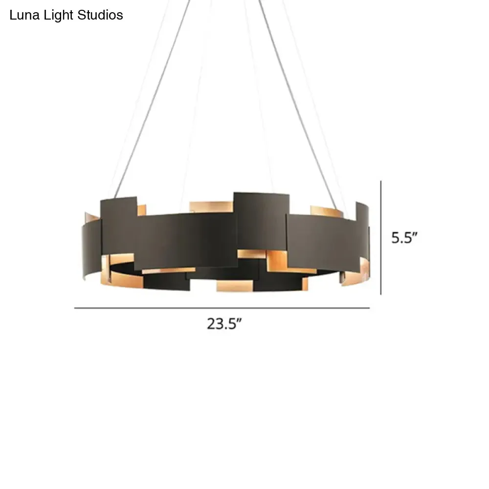 Black and Gold Metal Pendant Chandelier with Postmodern Splicing Design and Inner Suspension Light