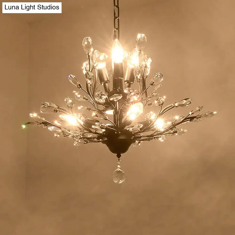 Branch Shaped Crystal Chandelier Pendant Light - Country Style Living Room Fixture