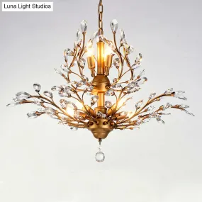 Branch Shaped Crystal Chandelier Pendant Light - Country Style Living Room Fixture