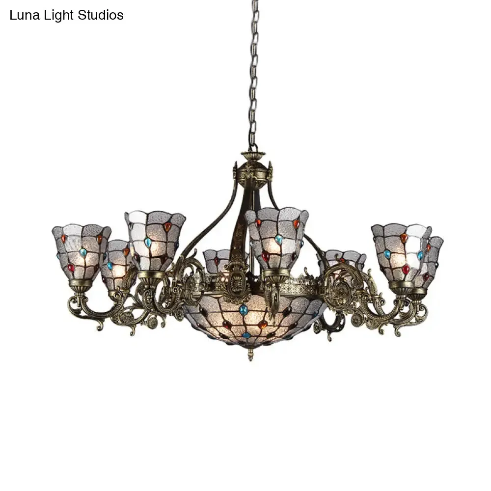 Bronze Jeweled Chandelier Lighting Fixture with Mediterranean Cut Glass - Antique Design, Multiple Light Options